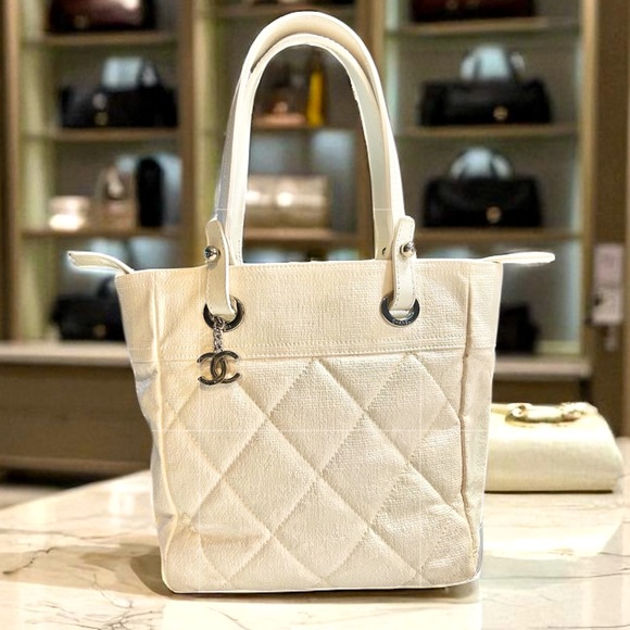 Authentic Chanel Biarritz Coated Bag Ivory White - Picture 1 of 16